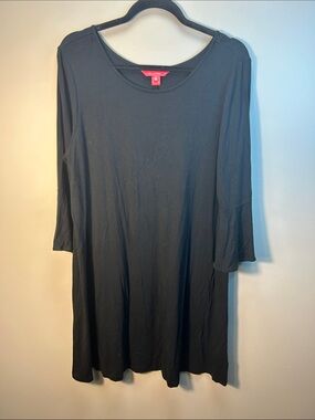 Lilly Pulitzer Black Scoop Neck Relaxed Tunic Dress with bell sleeves